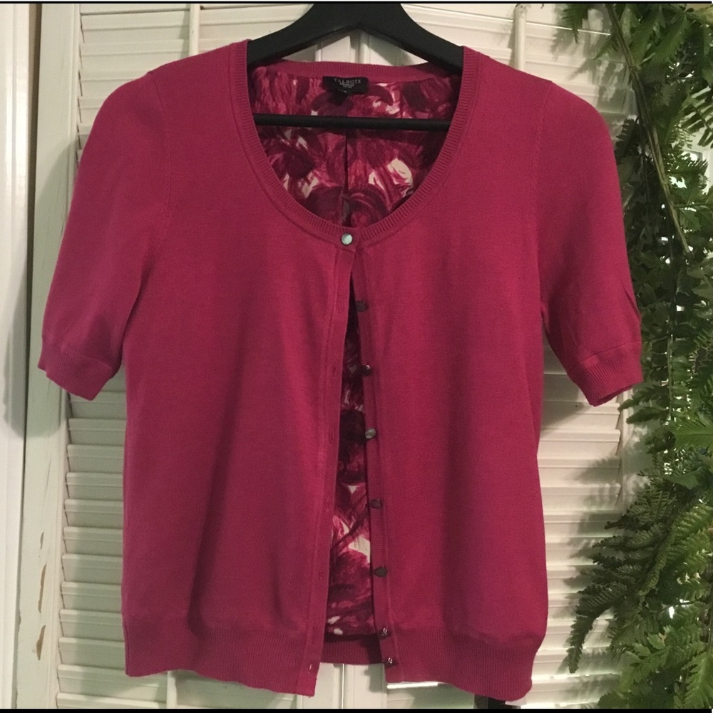 🆕 Talbots Short Sleeve Pink Cardigan